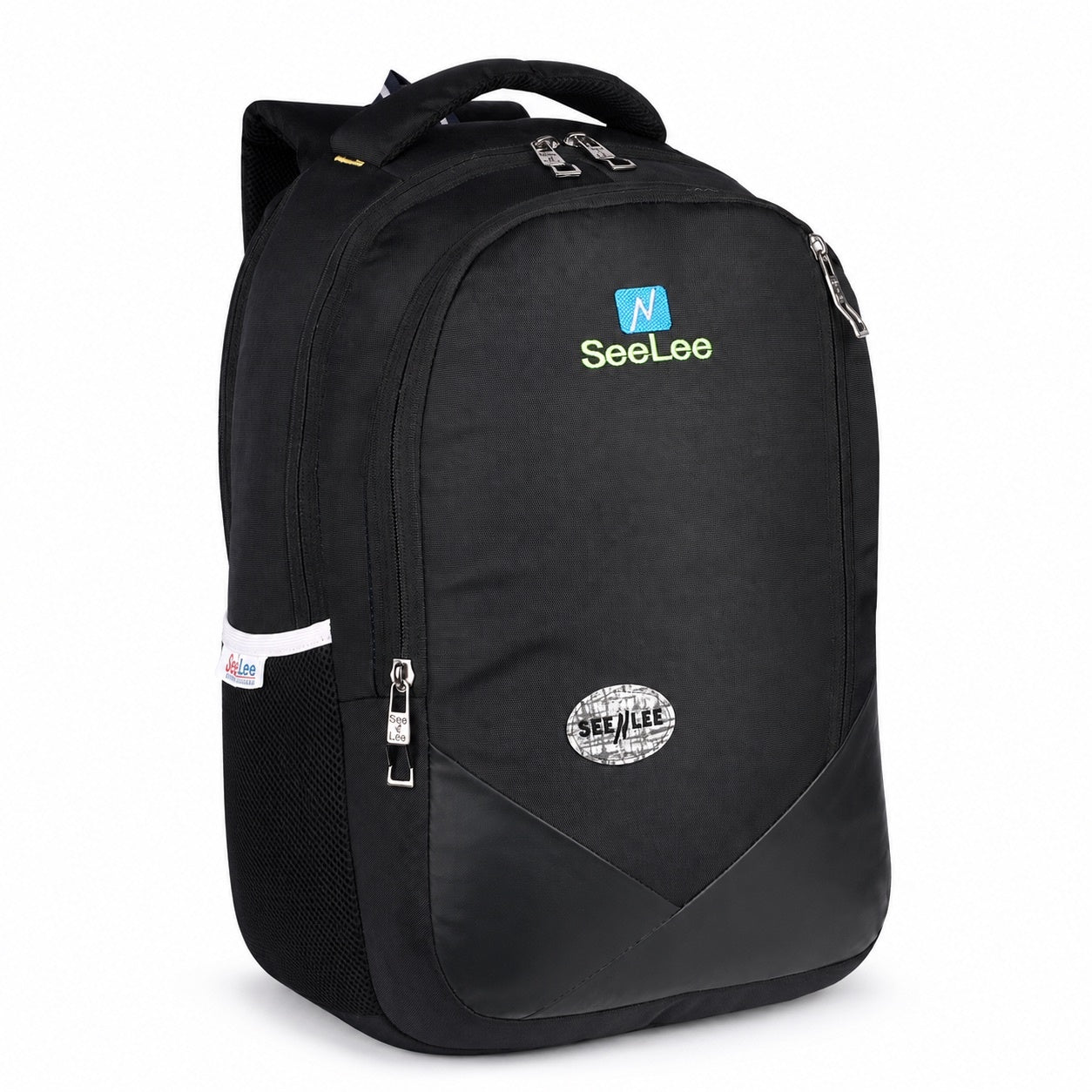 SeeNLee Unisex Laptop Backpack with Multiple Compartments, Bottle Pocket & Padded Shoulder Straps | Spacious School, College, Office & Travel Backpack – Black