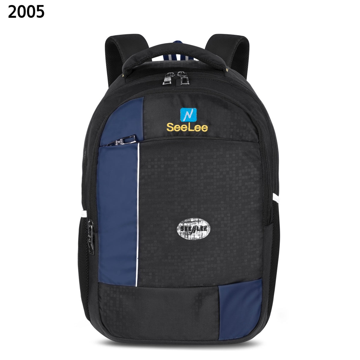 SeeNLee Unisex Laptop Backpack with Multiple Compartments, Bottle Pockets & Padded Shoulder Straps | Spacious School, College, Office & Travel Backpack – Black & Navy Blue