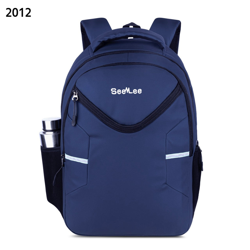 SeeNLee Unisex Laptop Backpack with Multiple Compartments, Bottle Pocket & Padded Shoulder Straps | Spacious School, College, Office & Travel Backpack – Navy Blue