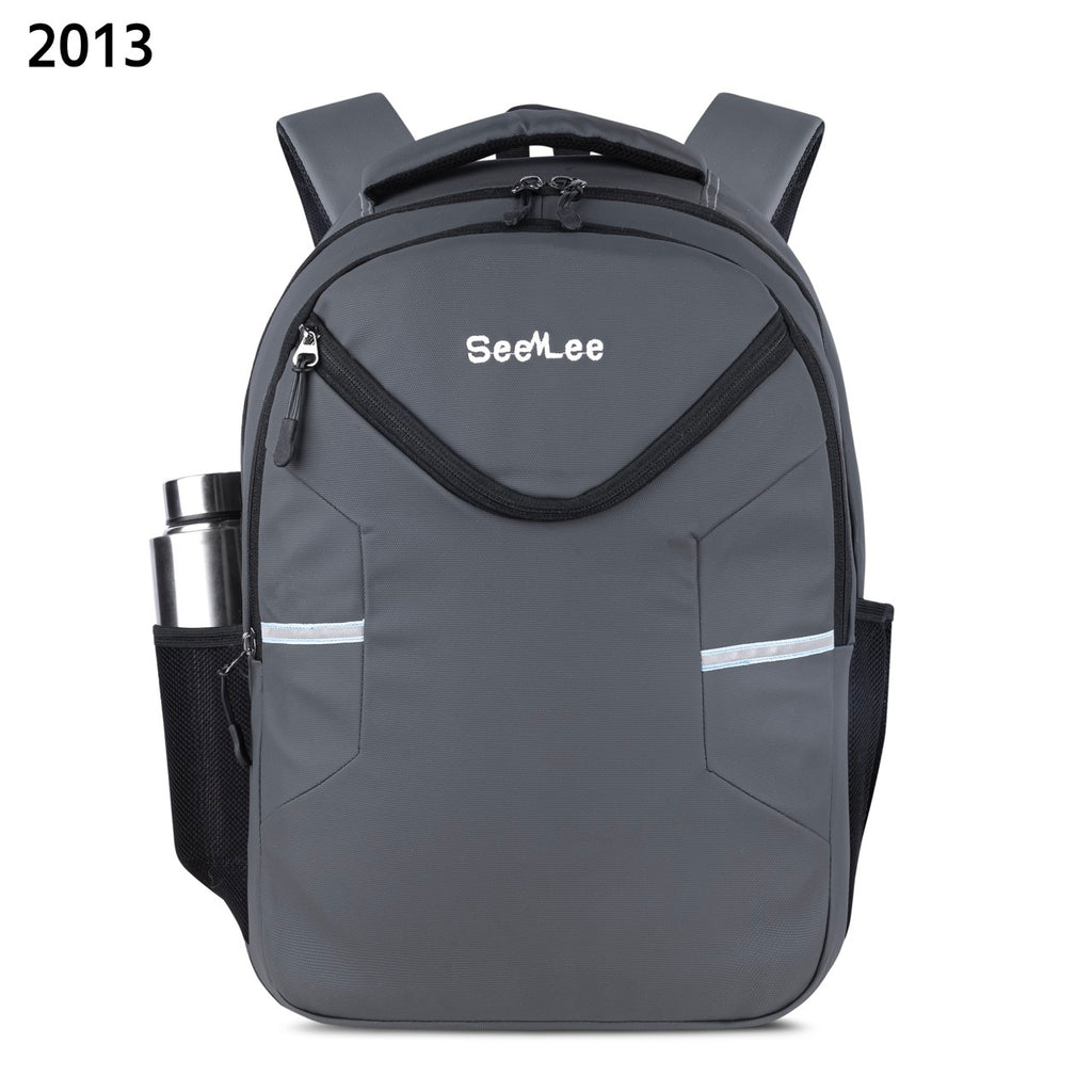 SeeNLee Unisex Laptop Backpack with Multiple Compartments, Bottle Pocket & Padded Shoulder Straps | Spacious School, College, Office & Travel Backpack – Grey