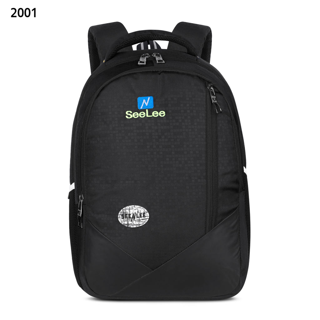 SeeNLee Unisex Laptop Backpack with Multiple Compartments, Bottle Pocket & Padded Shoulder Straps | Spacious School, College, Office & Travel Backpack – Black