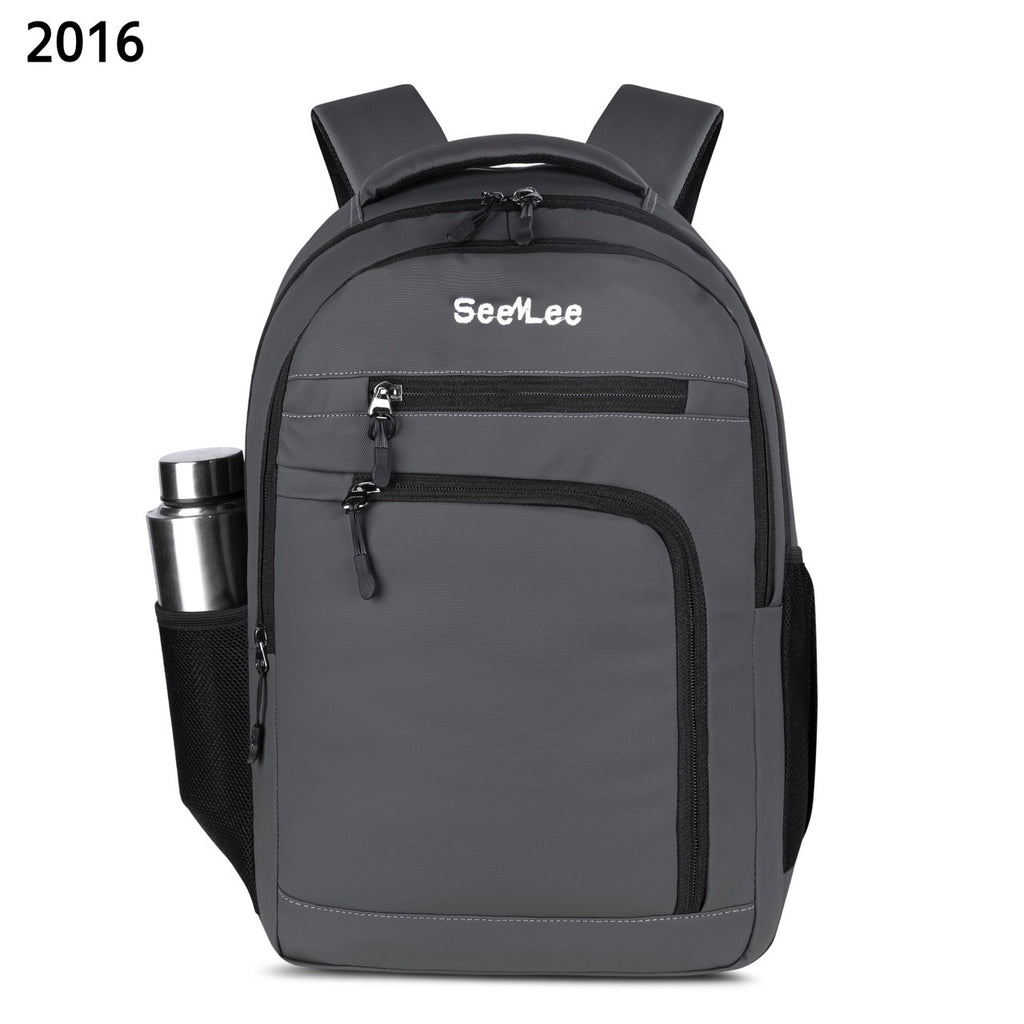 SeeNLee Unisex Laptop Backpack with Multiple Compartments, Quick Access Front Pockets, Bottle Pocket & Padded Shoulder Straps | College, School, Office & Travel Backpack – Grey