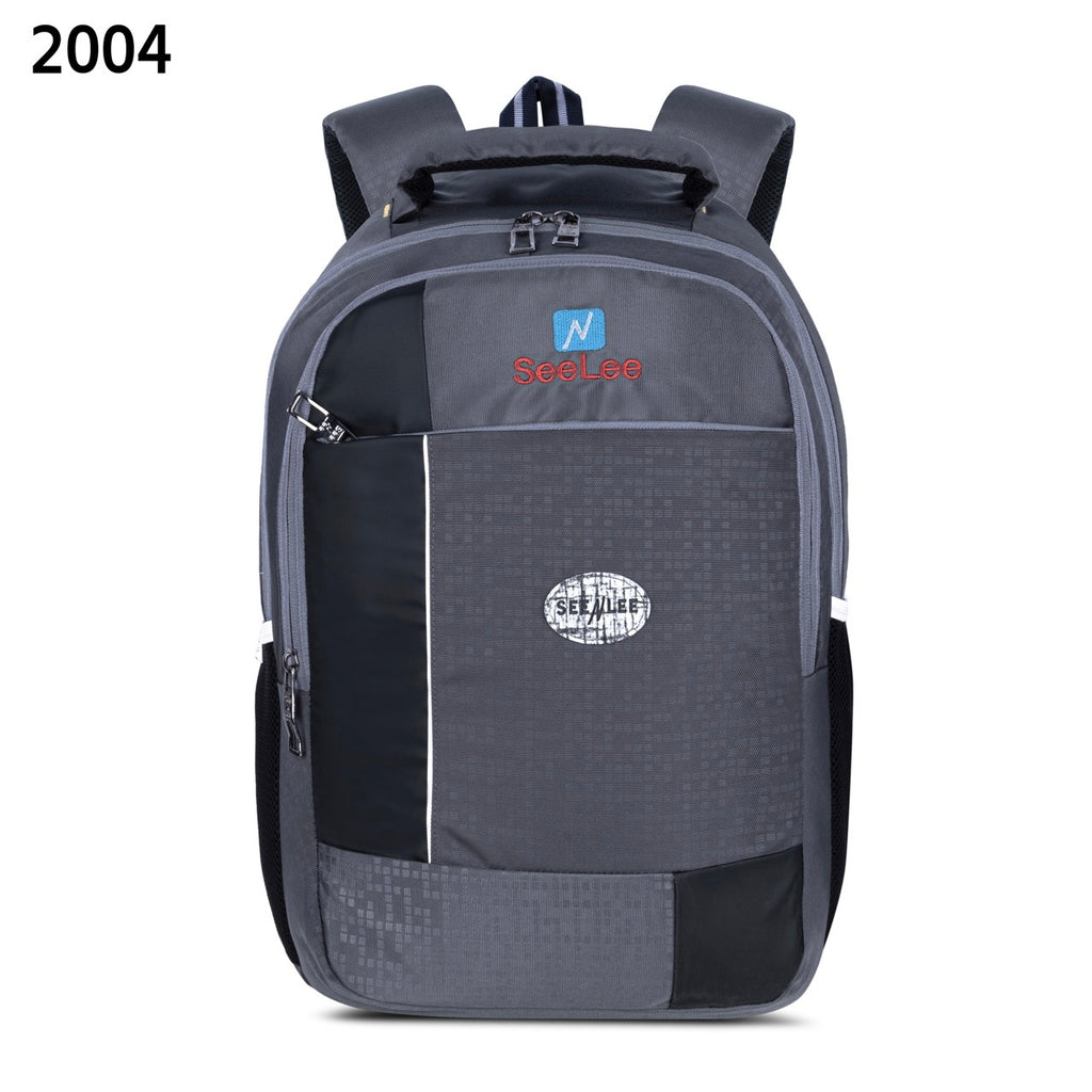 SeeNLee Unisex Laptop Backpack with Multiple Compartments, Bottle Pocket & Padded Shoulder Straps | Spacious College, School, Office & Travel Backpack – Grey & Black