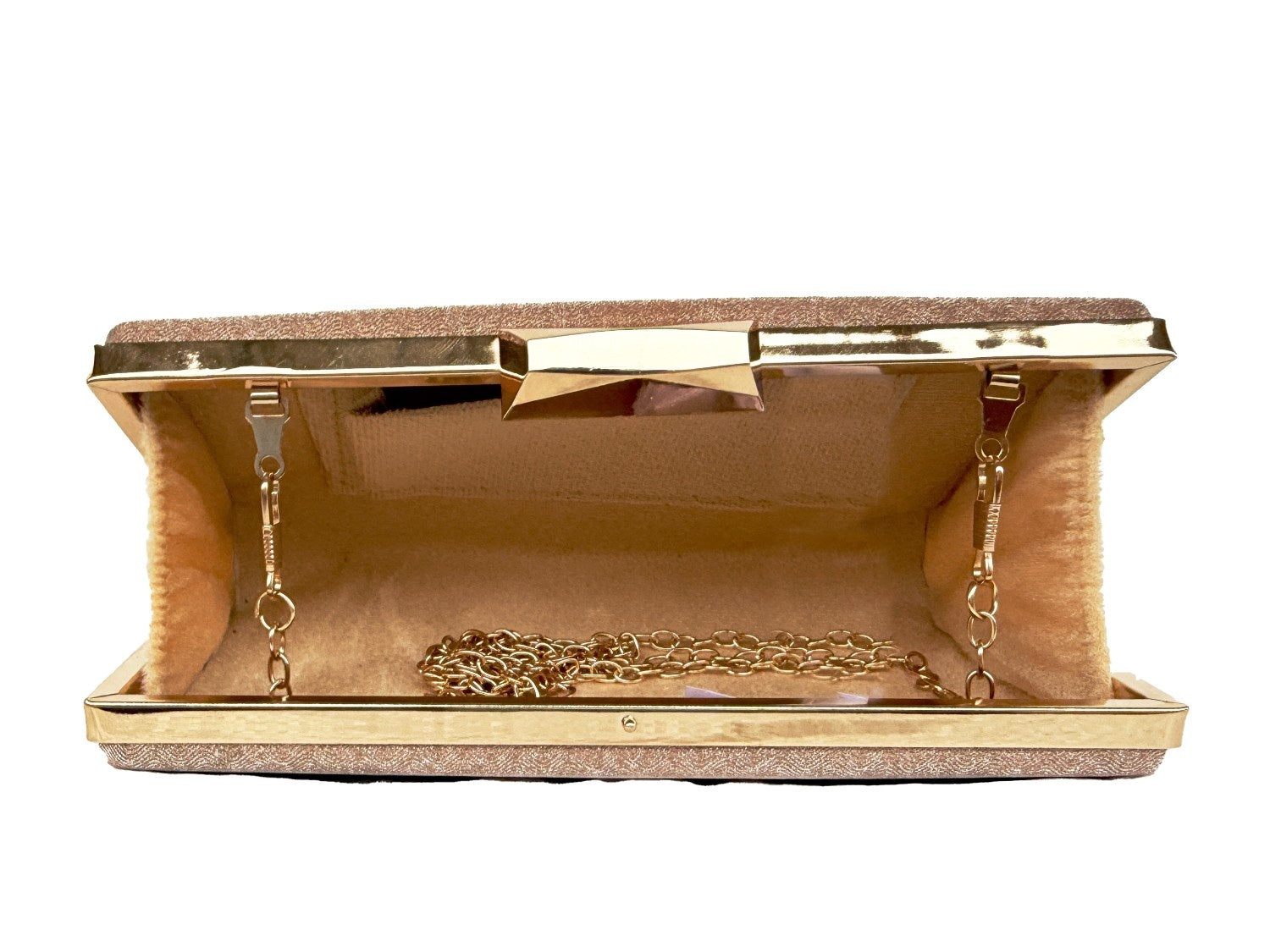 KarryQ Luxe Rose Gold Chain Box Clutch for Women | Premium Party, Wedding & Evening Sling Handbag