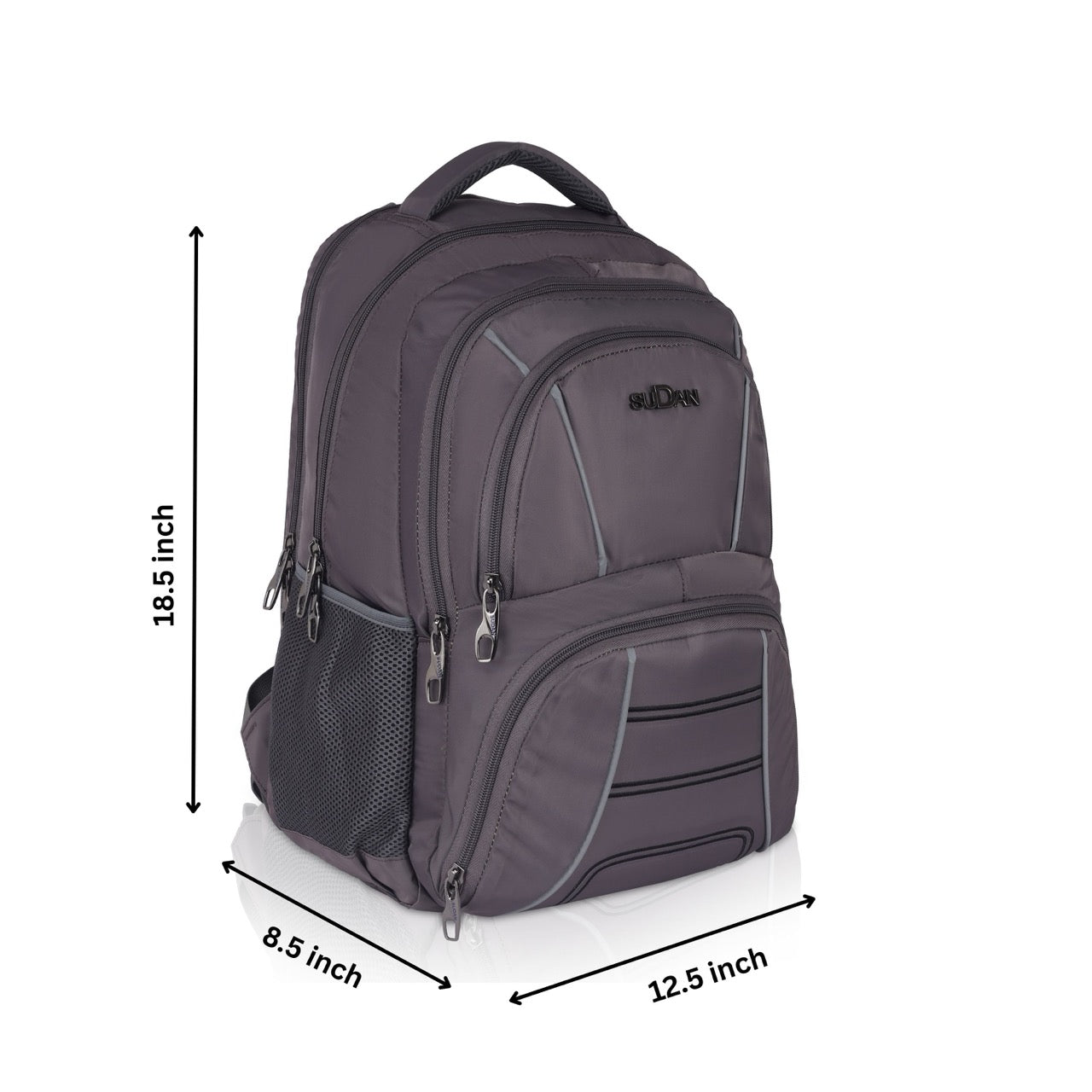 Sudan Large Laptop Backpack for Men & Women | 18.5 Inch Multi-Compartment College, Office & Travel Backpack | Spacious Daily Use Bag with Bottle Pocket | Grey
