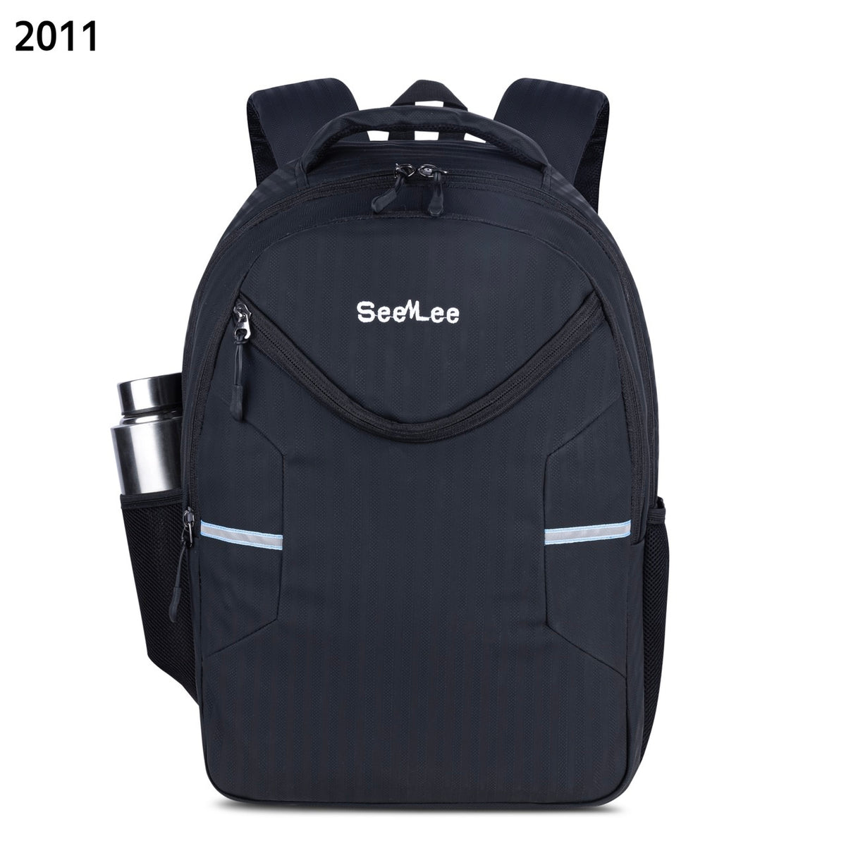 SeeNLee Unisex Laptop Backpack with Multiple Compartments, Bottle Pocket & Padded Shoulder Straps | Spacious School, College, Office & Travel Backpack – Black