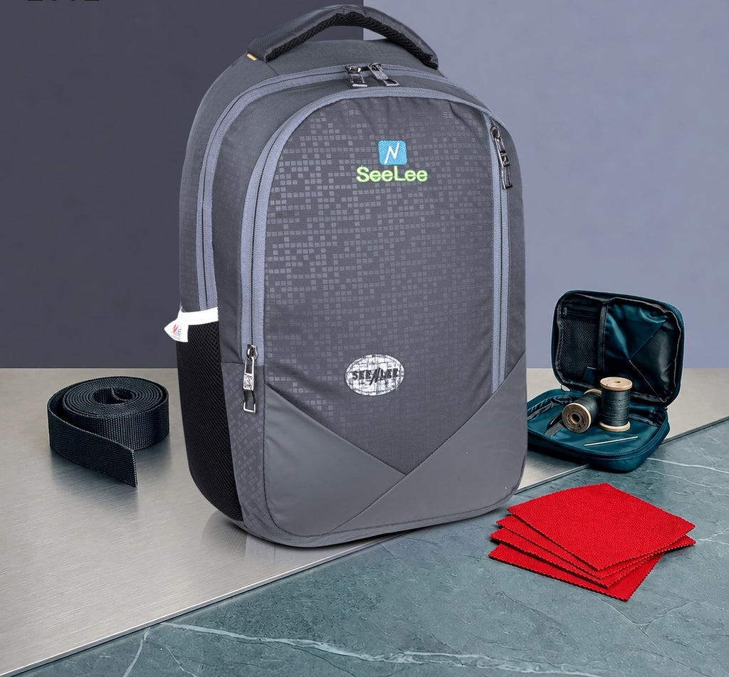 SeeNLee Unisex Laptop Backpack with Multiple Compartments, Bottle Pocket & Padded Shoulder Straps | Spacious School, College, Office & Travel Backpack – Charcoal Grey