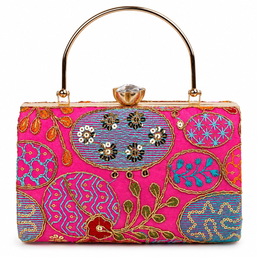 KarryQ Rani Pink Sequin Oval Box Clutch