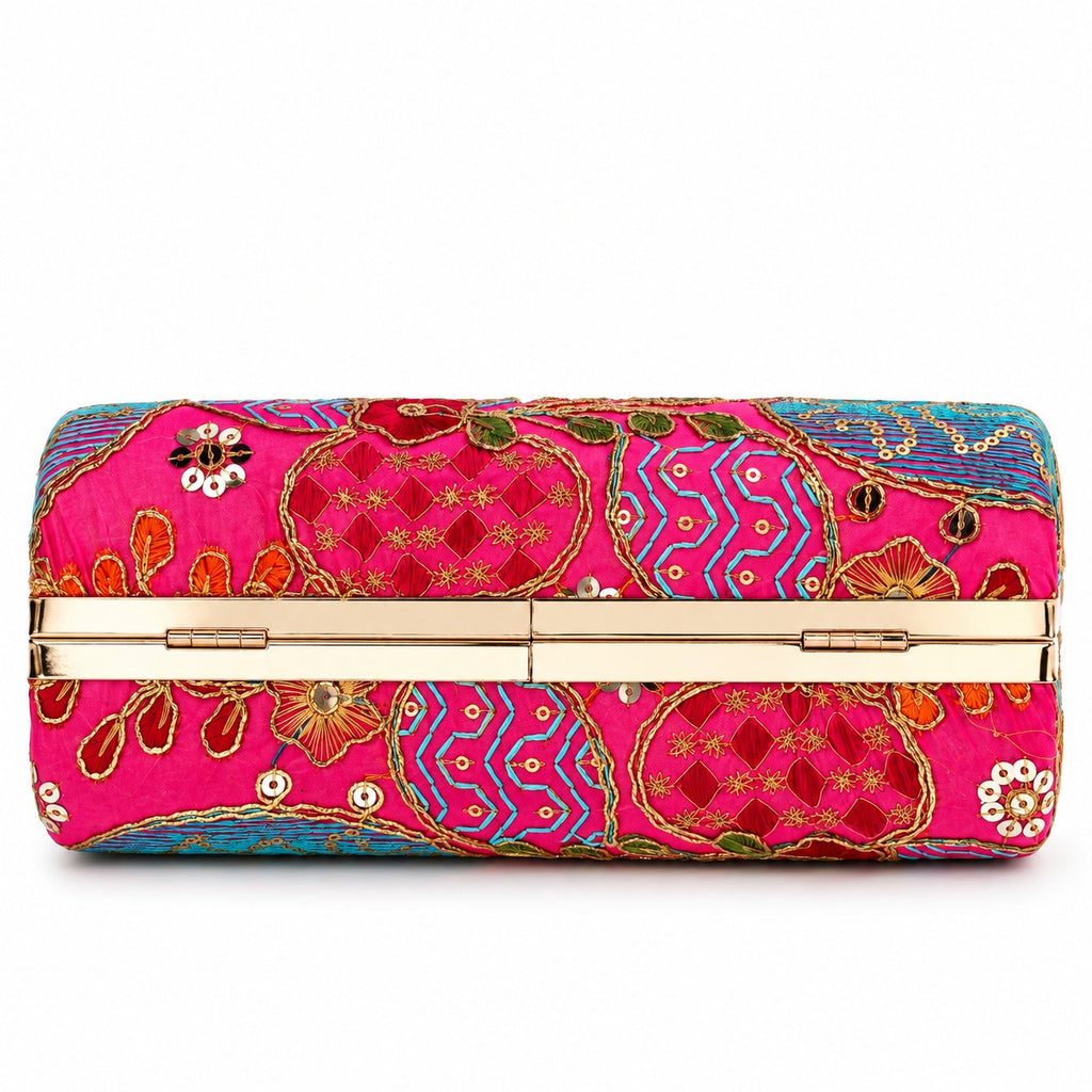 KarryQ Rani Pink Sequin Oval Box Clutch