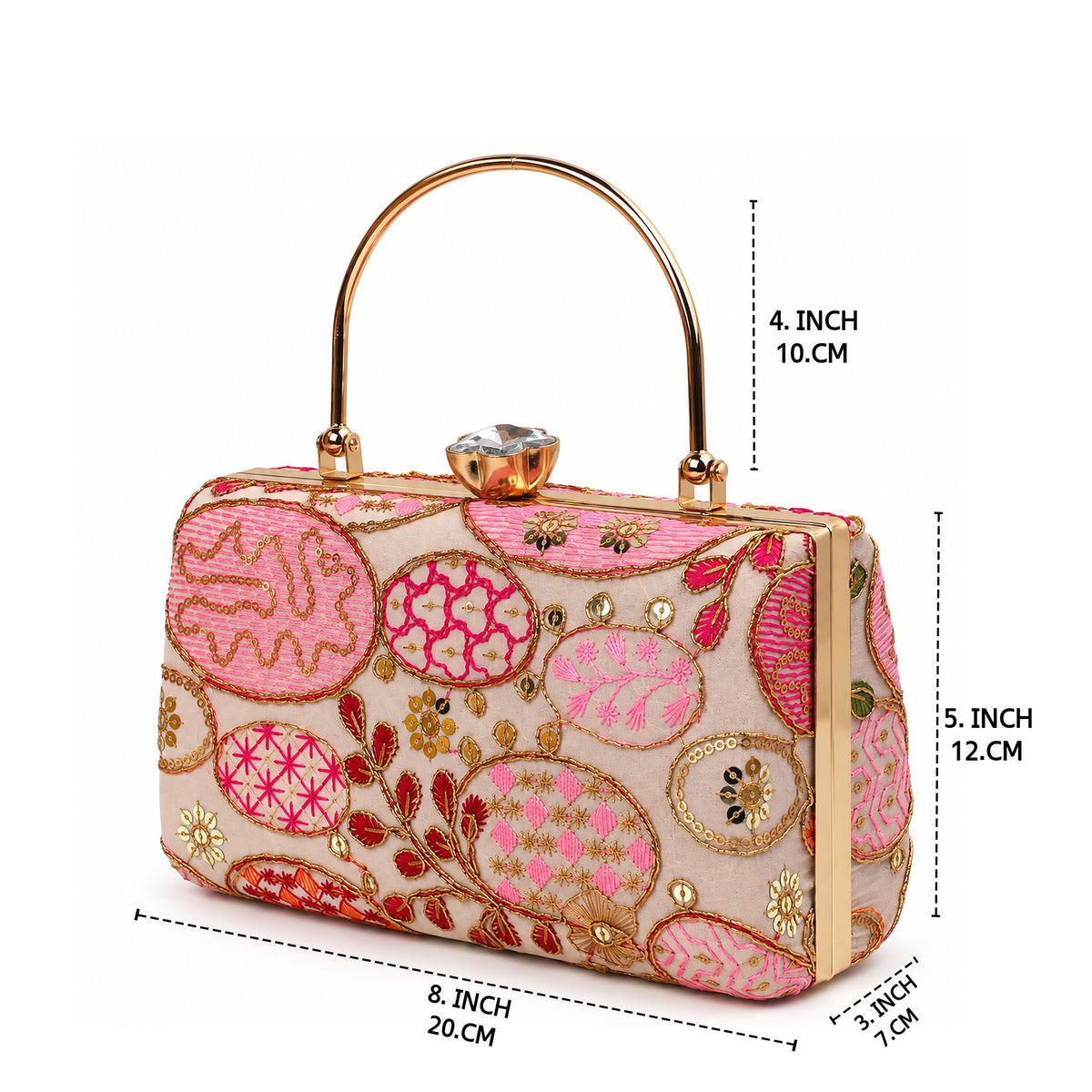 KarryQ Baby Pink Sequin Oval Box Clutch