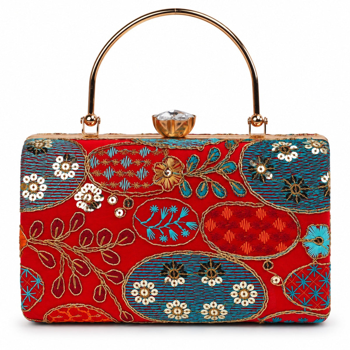 KarryQ Red Sequin Oval Box Clutch