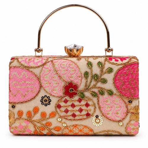 KarryQ Peach Floral Vine Box Clutch