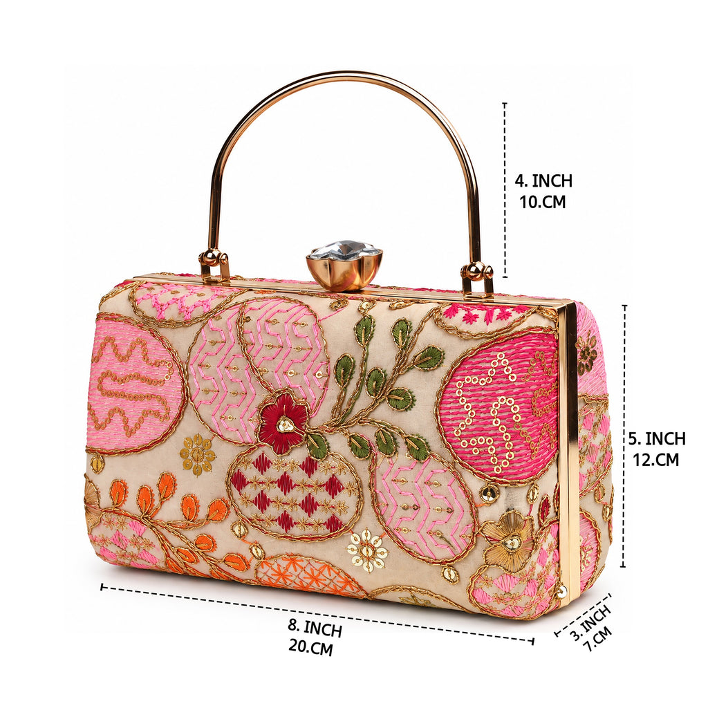 KarryQ Peach Floral Vine Box Clutch