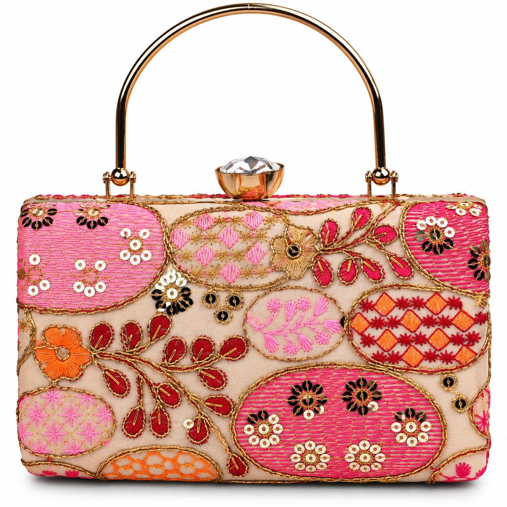 KarryQ Peach Floral Vine Box Clutch