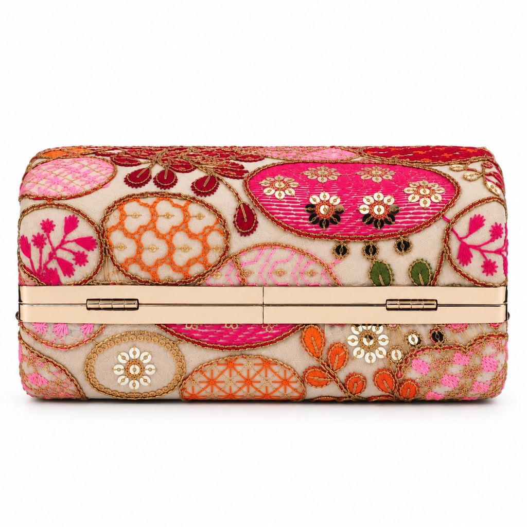 KarryQ Peach Floral Vine Box Clutch