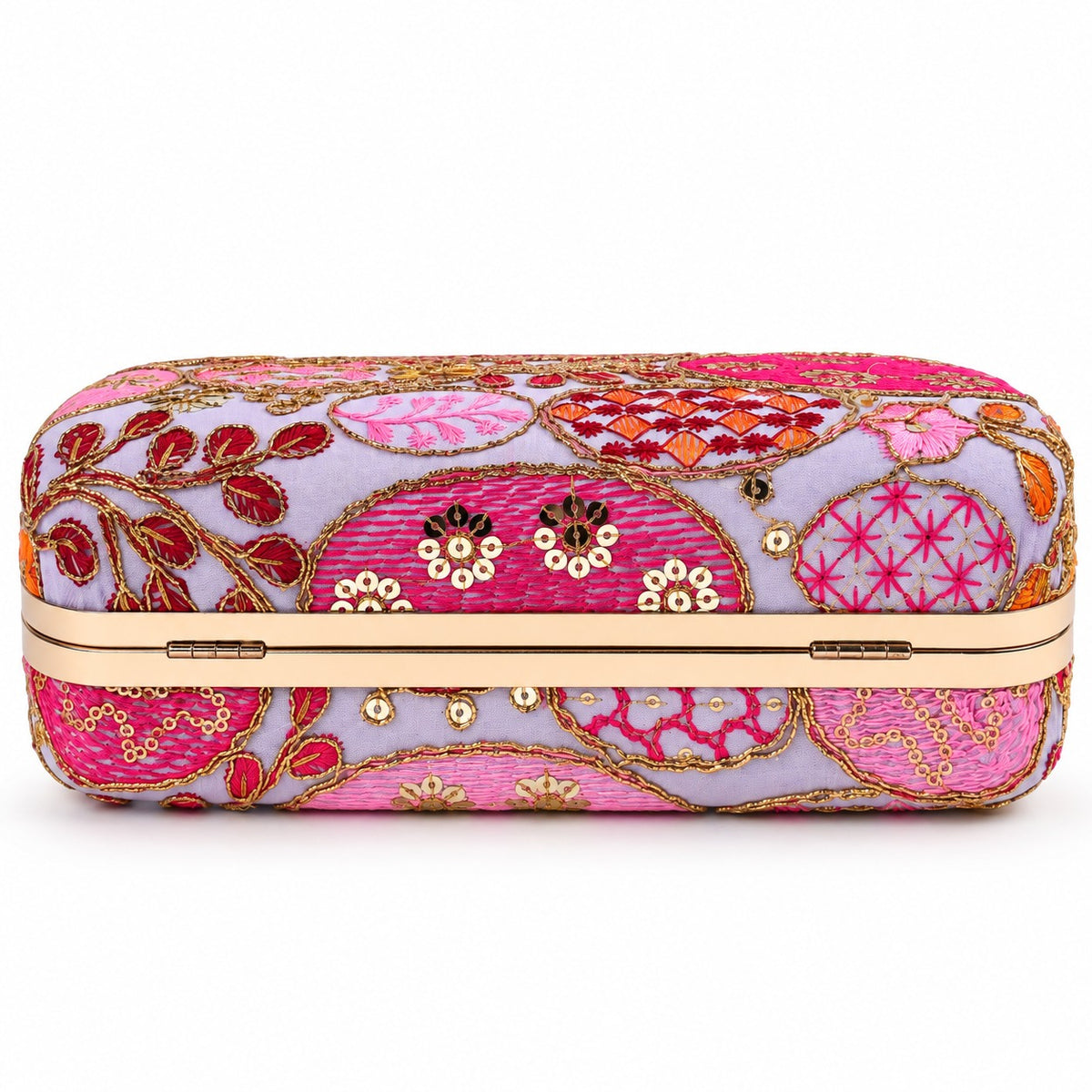 KarryQ Lavender Sequin Oval Curved Frame Clutch