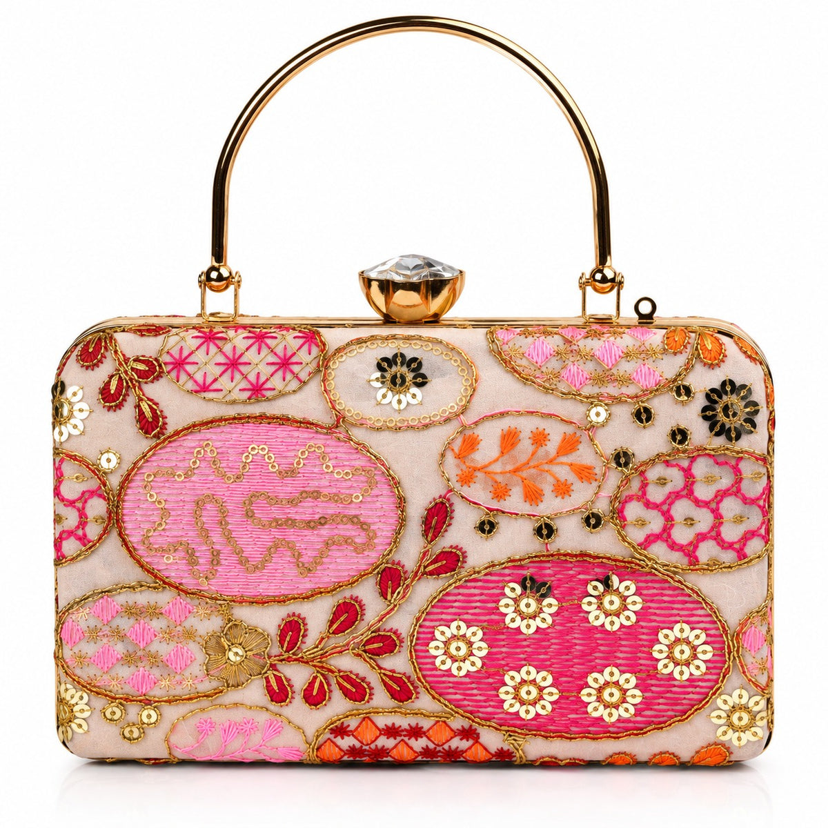 KarryQ Light Pink Sequin Oval Box Clutch