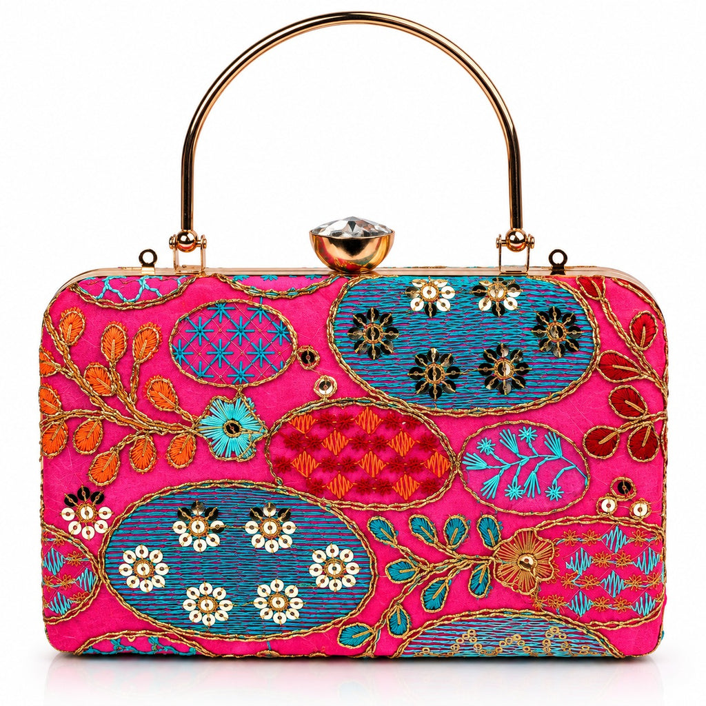 KarryQ Hot Pink Sequin Oval Box Clutch