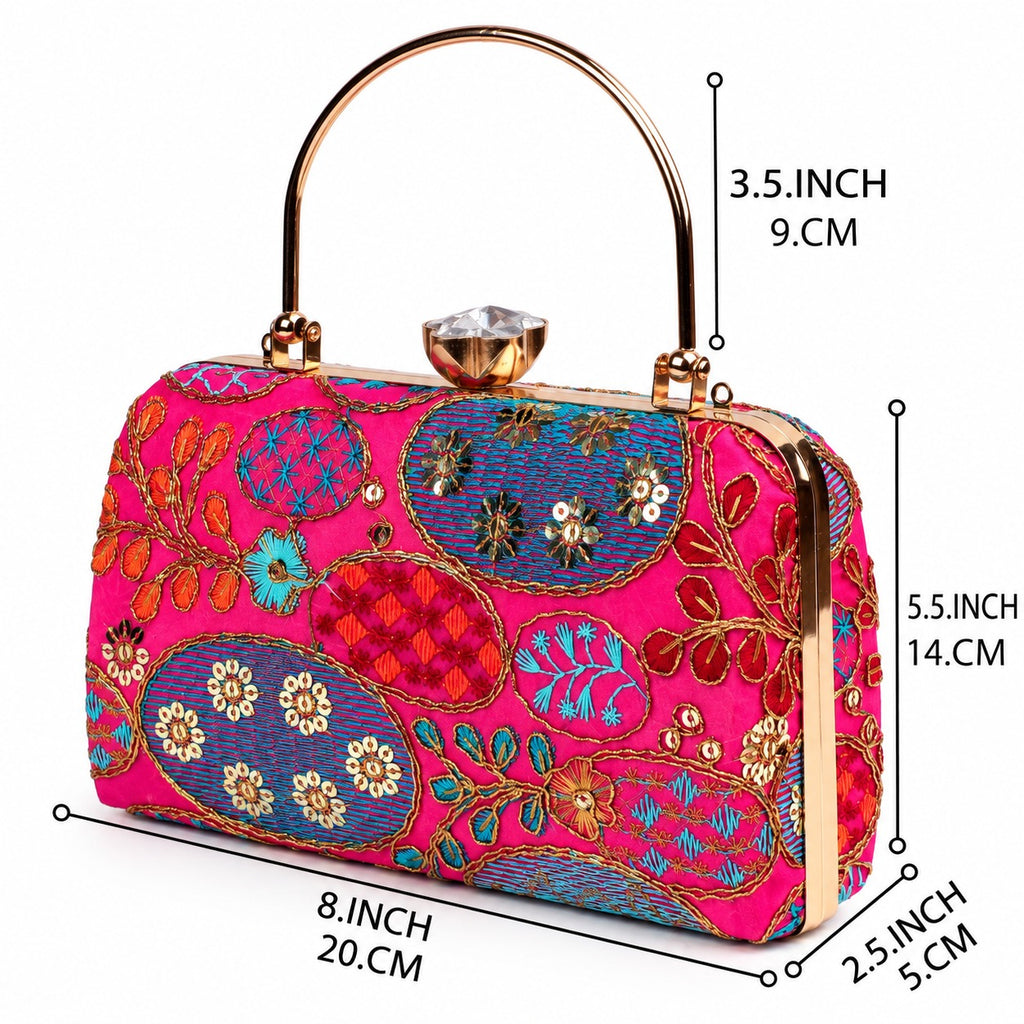 KarryQ Hot Pink Sequin Oval Box Clutch