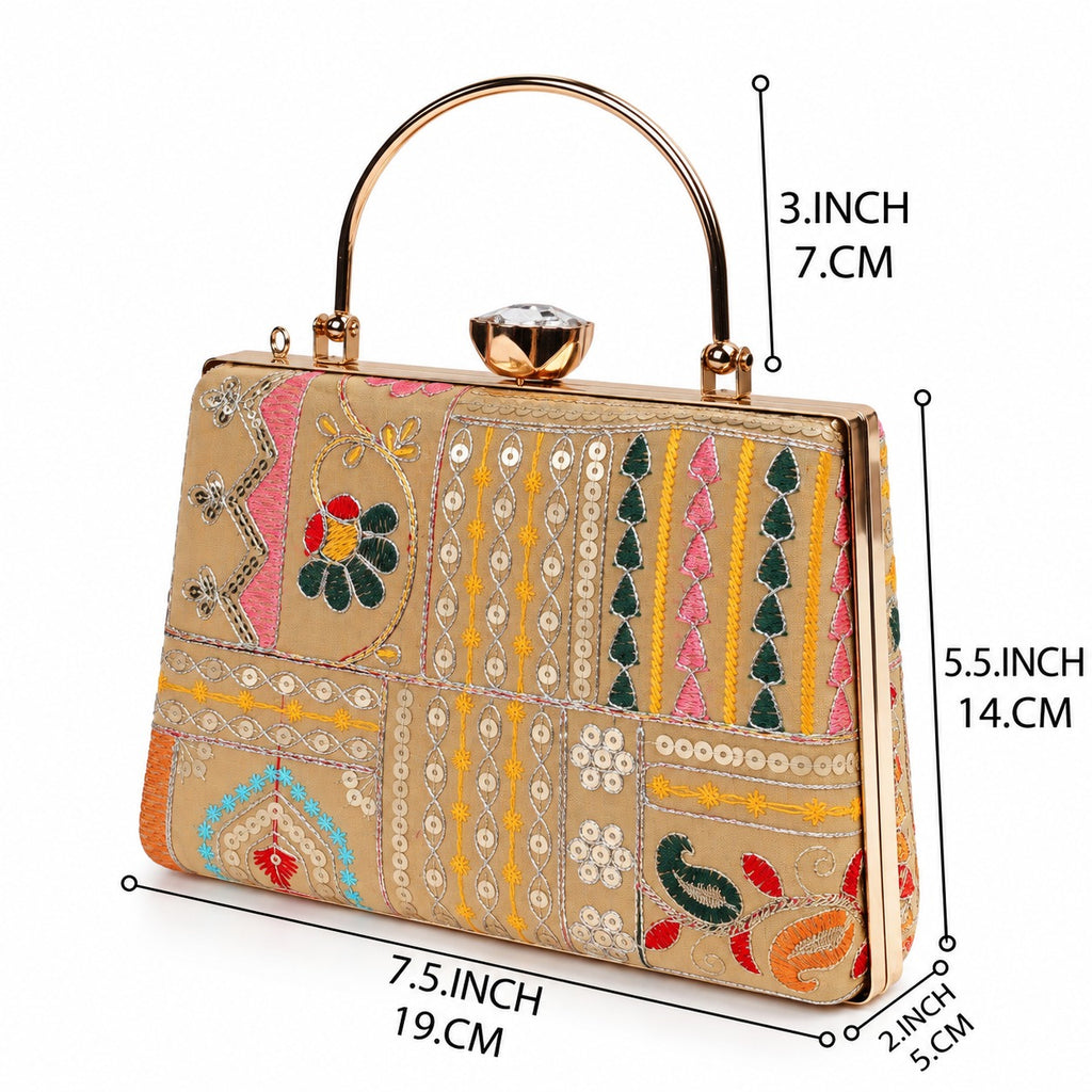 KarryQ Beige Patchwork Frame Handbag