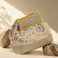 KarryQ Golden Stone Work Pearl Handle Potli Bag