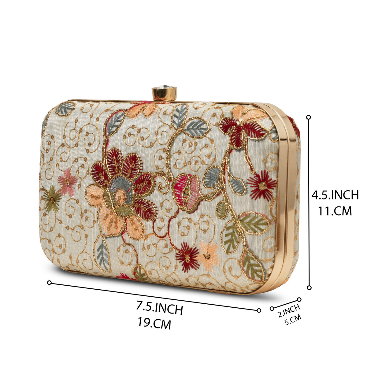 KarryQ Ivory Floral Box Clutch Purse