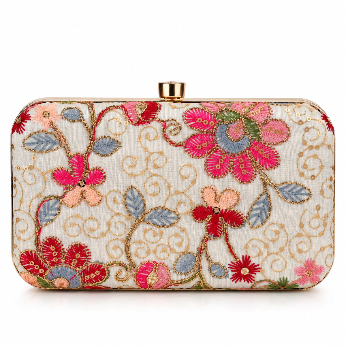 KarryQ Ivory Floral Box Clutch Purse