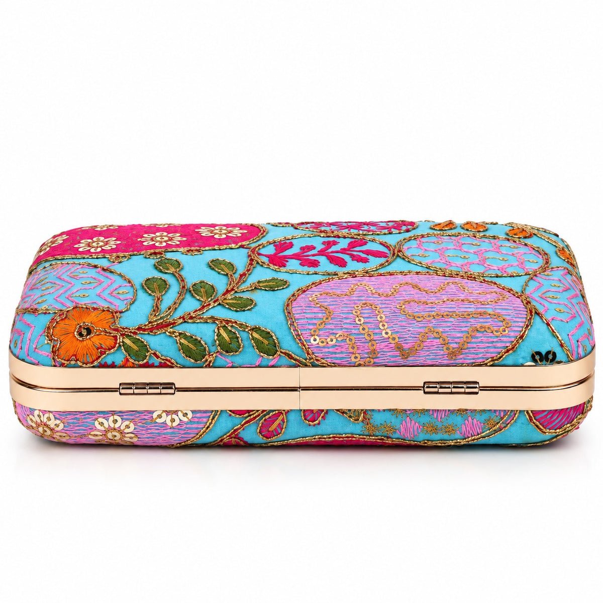 KarryQ Sky Blue Sequin Oval Box Clutch Purse