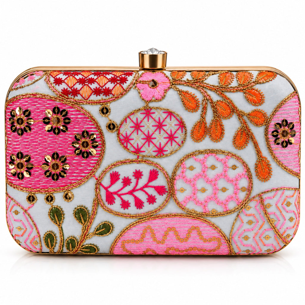 KarryQ Lavender Pink Sequin Oval Box Clutch Purse