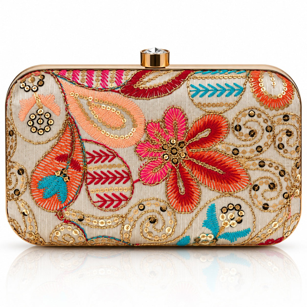 KarryQ Beige Floral Box Clutch Purse