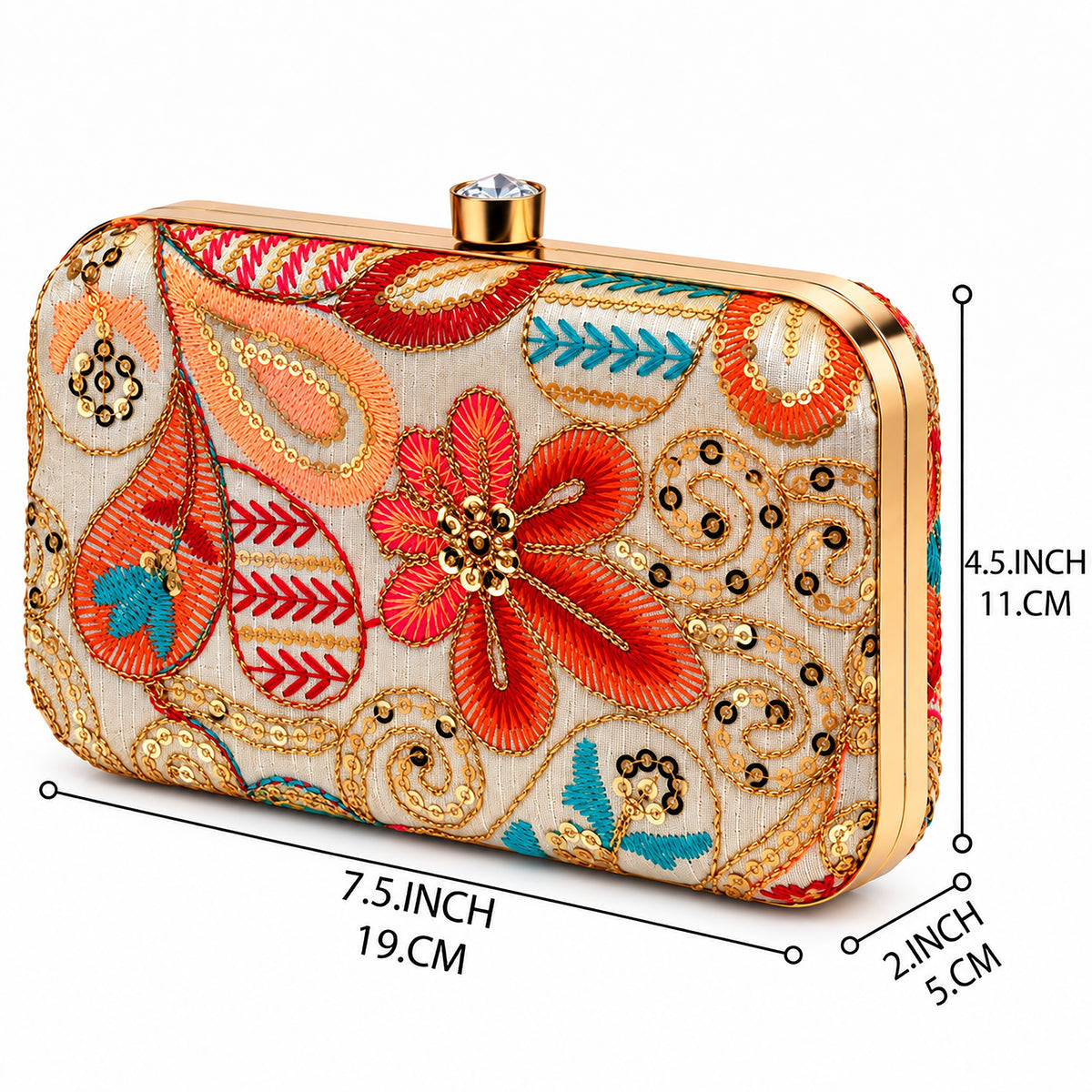 KarryQ Beige Floral Box Clutch Purse