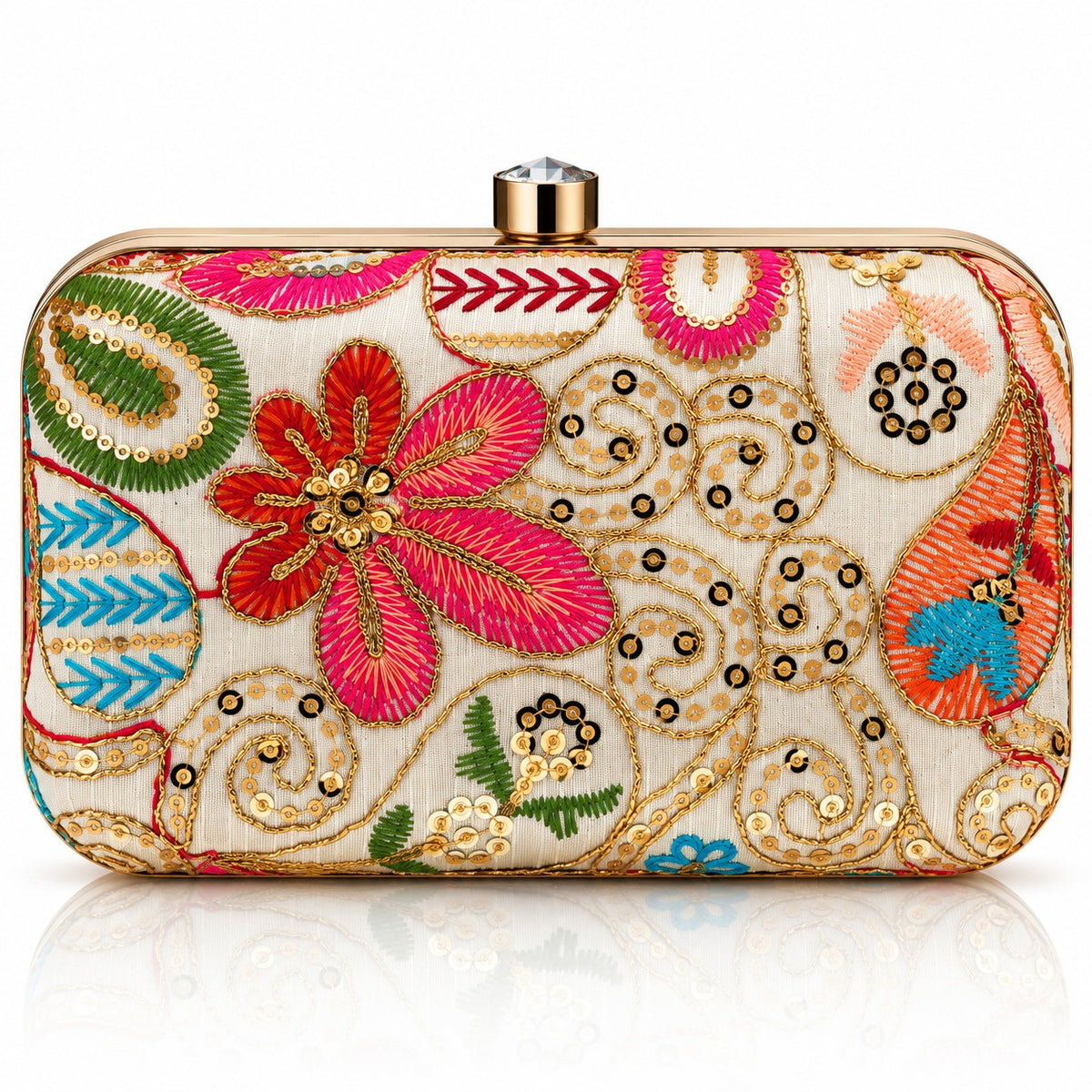 KarryQ Beige Floral Box Clutch Purse