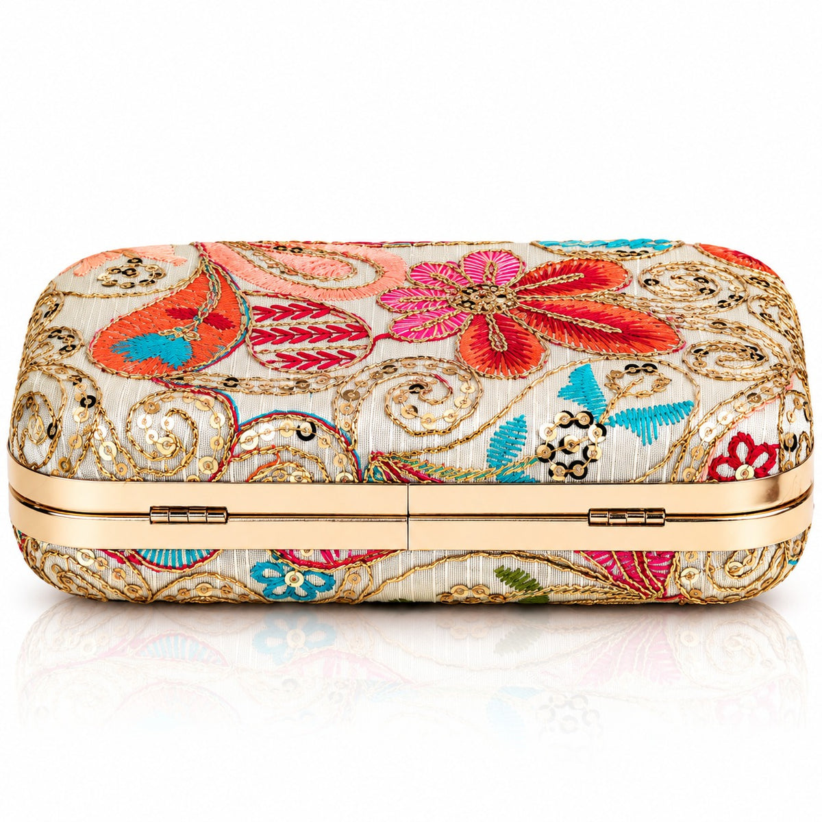 KarryQ Beige Floral Box Clutch Purse