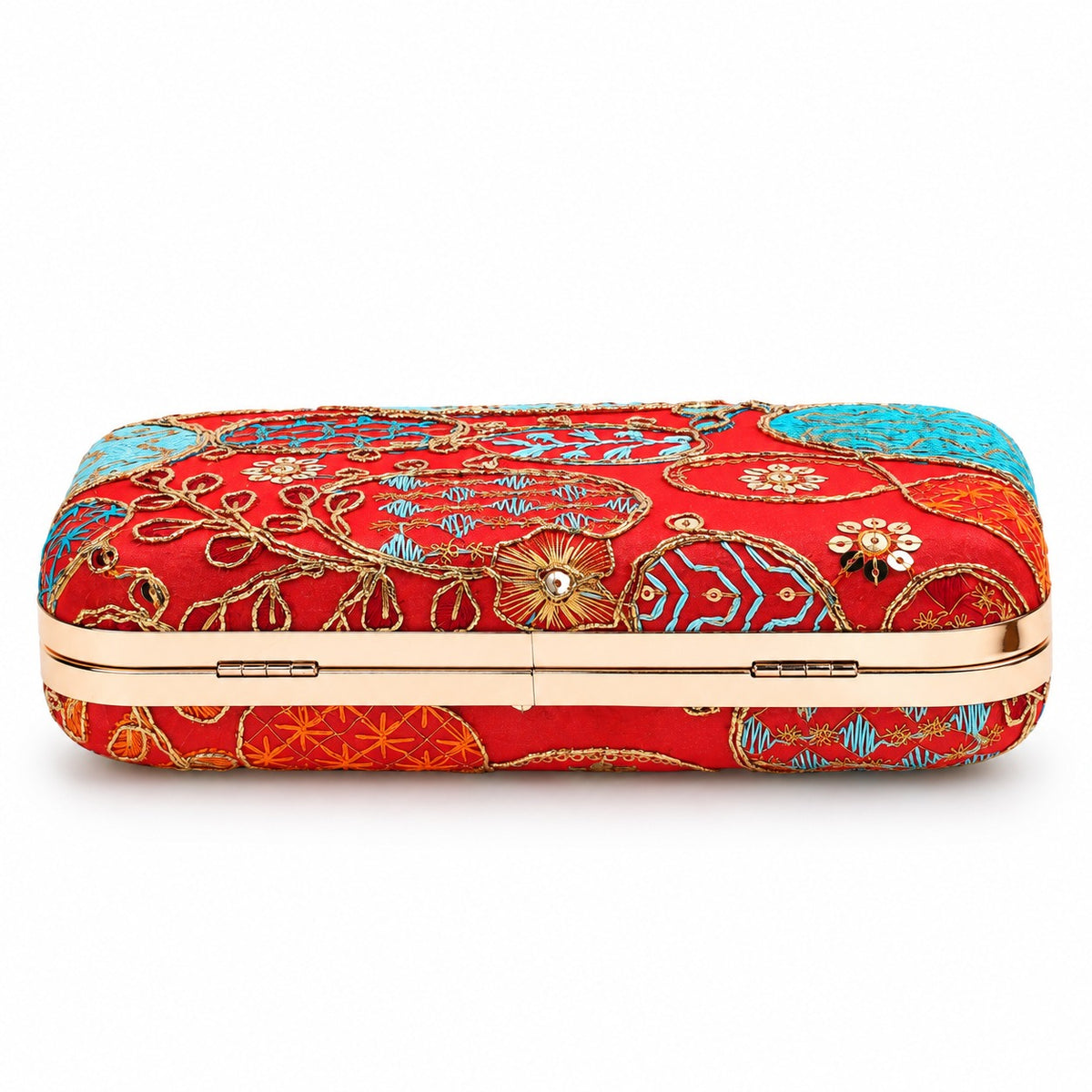 KarryQ Red Sequin Oval Box Clutch Purse