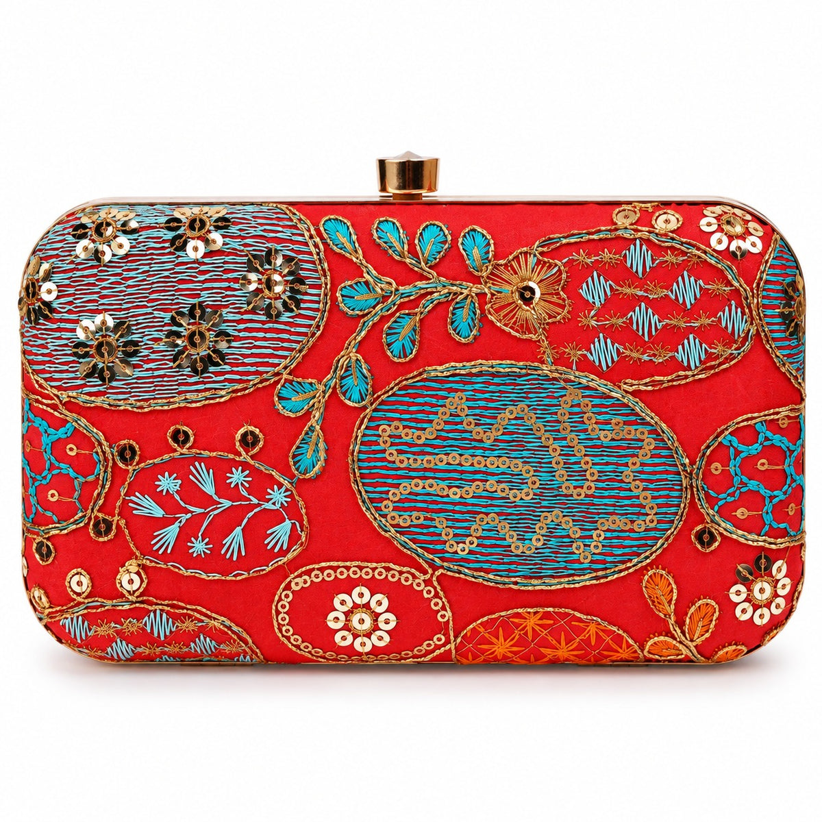 KarryQ Red Sequin Oval Box Clutch Purse