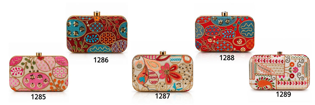 KarryQ Ivory Patchwork Paisley Box Clutch Purse