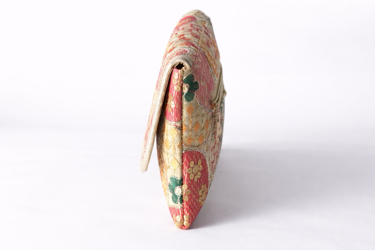 KarryQ Women Beige Multicolor Embroidered Hand Purse with Golden Chain | Floral Ethnic Designer Sling Clutch Bag | Wedding, Party, Festive & Traditional Occasion Purse for Women & Girls