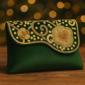 KarryQ Royal Emerald Green Embroidered Clutch