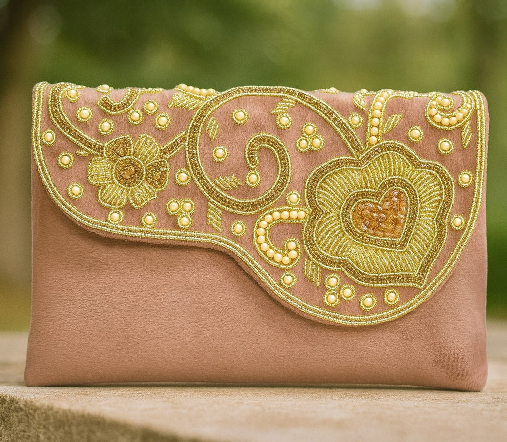 KarryQ Blush Rose Embroidered Clutch