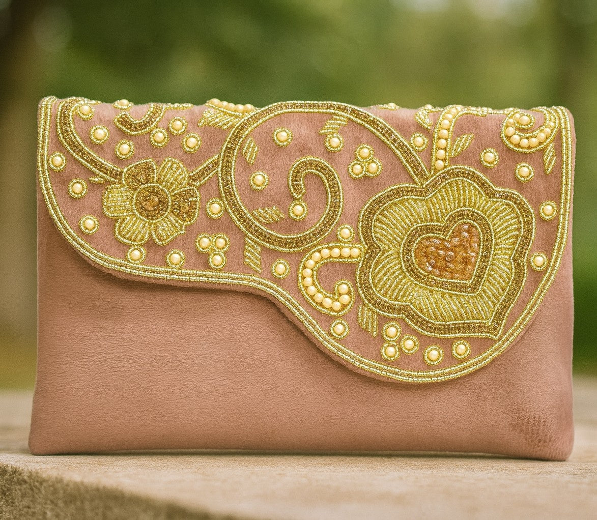 KarryQ Blush Rose Embroidered Clutch