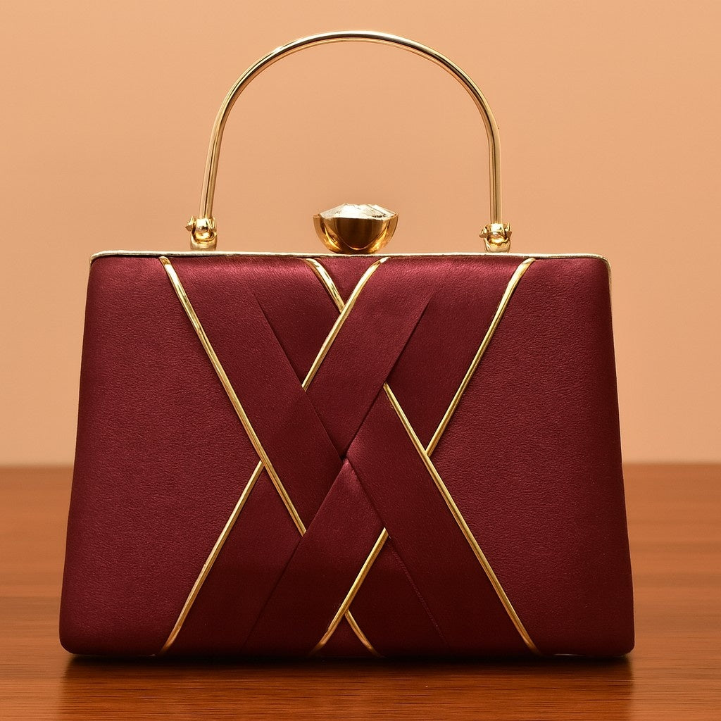 KarryQ Royal Maroon Satin Clutch