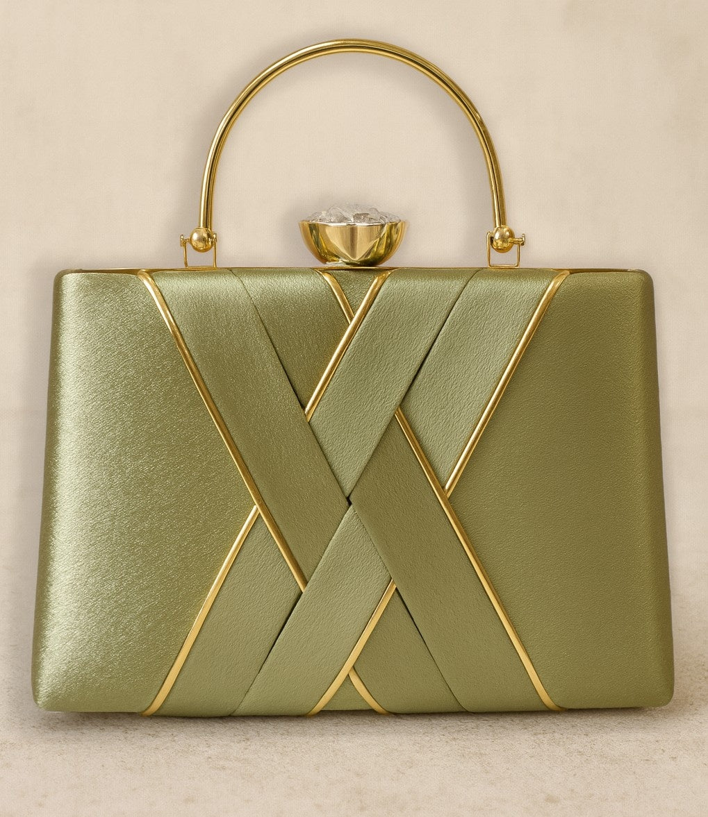 KarryQ Luxe Pista Green Satin Clutch