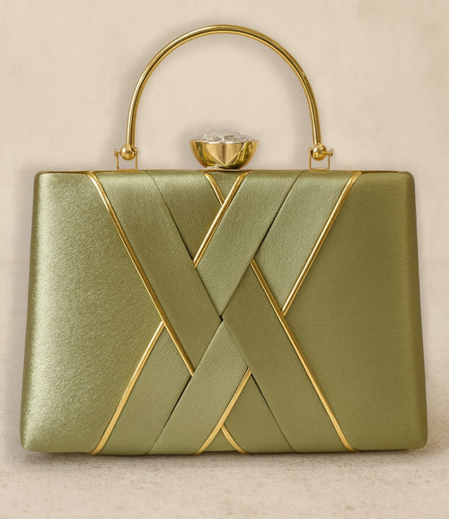 KarryQ Luxe Pista Green Satin Clutch