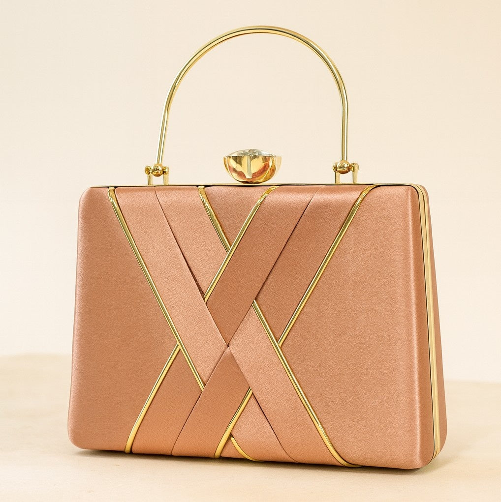 KarryQ Luxe Rose Gold Satin Clutch