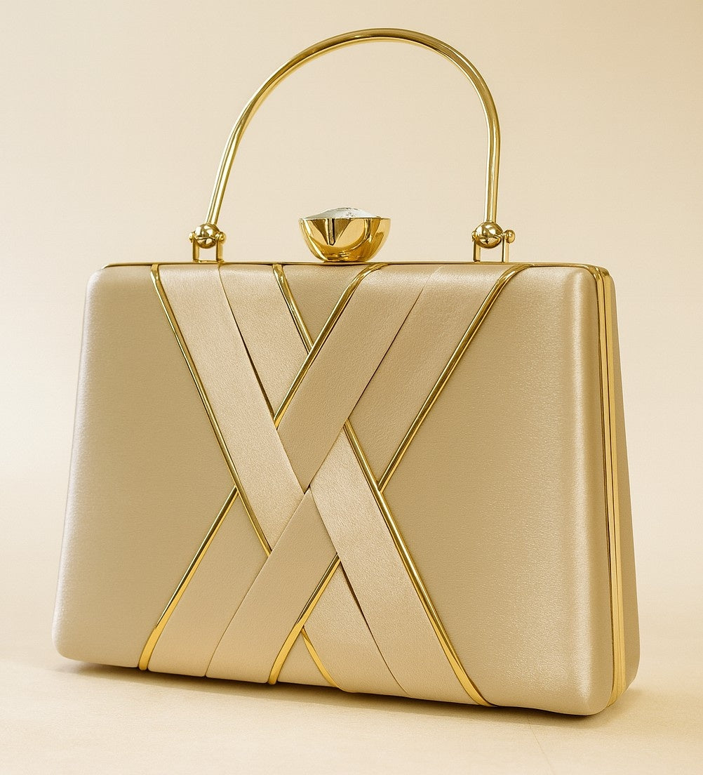 KarryQ Luxe Champagne Gold Satin Clutch