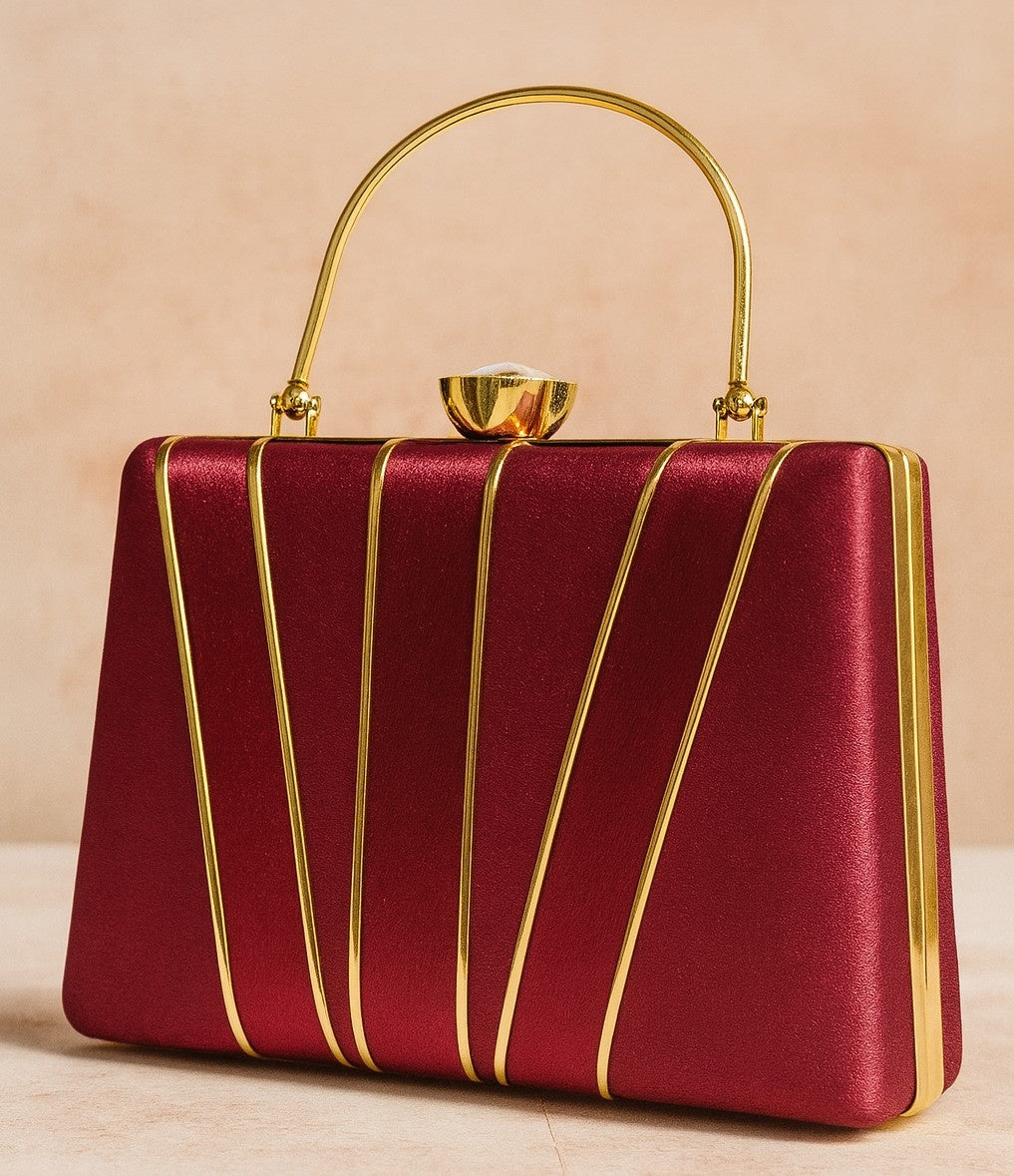 KarryQ Royal Wine Red Satin Clutch