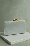 KarryQ Luxe Silver Shimmer Box Clutch for Women | Premium Party, Wedding & Evening Handbag