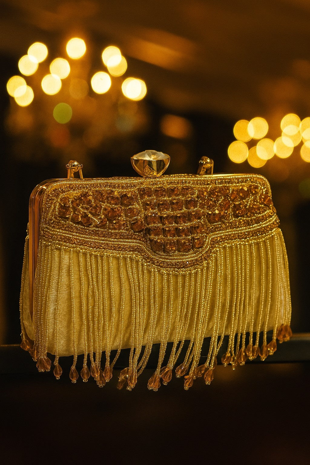 KarryQ Royal Golden Tassel Potli Clutch for Women | Premium Wedding, Festive & Party Handbag