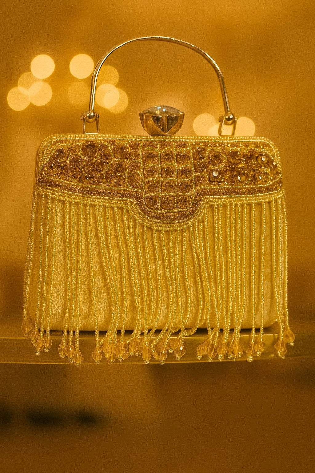 KarryQ Royal Golden Tassel Potli Clutch for Women | Premium Wedding, Festive & Party Handbag