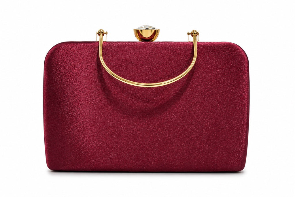 KarryQ Wine Crystal Ring Clutch for Women | Premium Party, Wedding & Festive Handbag